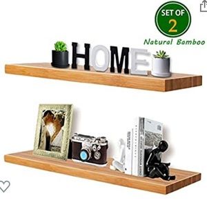 Natural Bamboo Floating Shelves